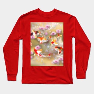 Sakura and koi carp in gold pond Long Sleeve T-Shirt